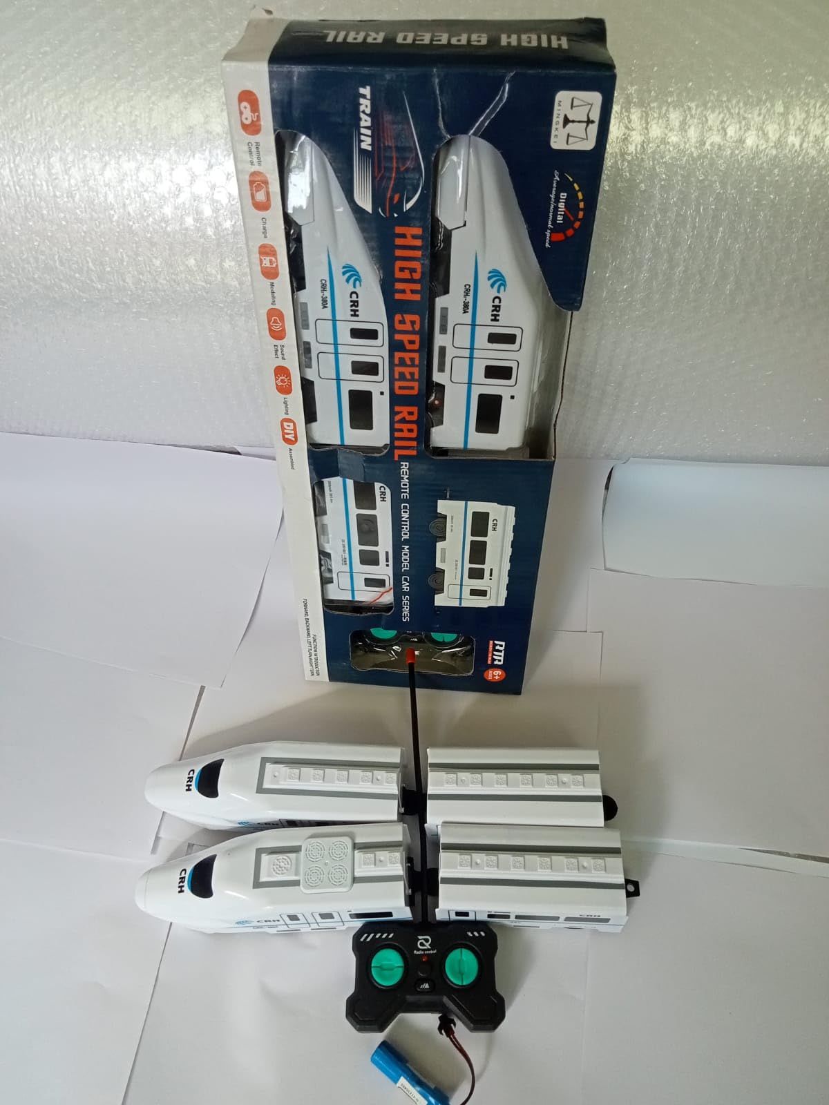 Kmc kidoz Latest Model Remote Control Bullet Train Toy with 2 Channel Remote Long Bullet Train Metro Train with Light & Sound
