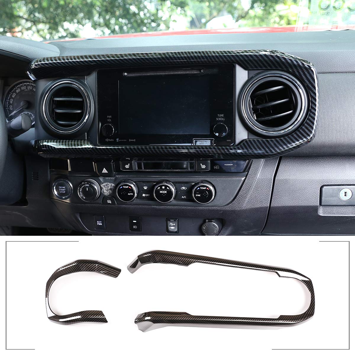 Photo 1 of LLKUANG ABS Car Central Console Dashboard Air Conditioner Outlet Frame Cover Trim Fit for Toyota Tacoma 2016-2020 (Carbon Fiber)