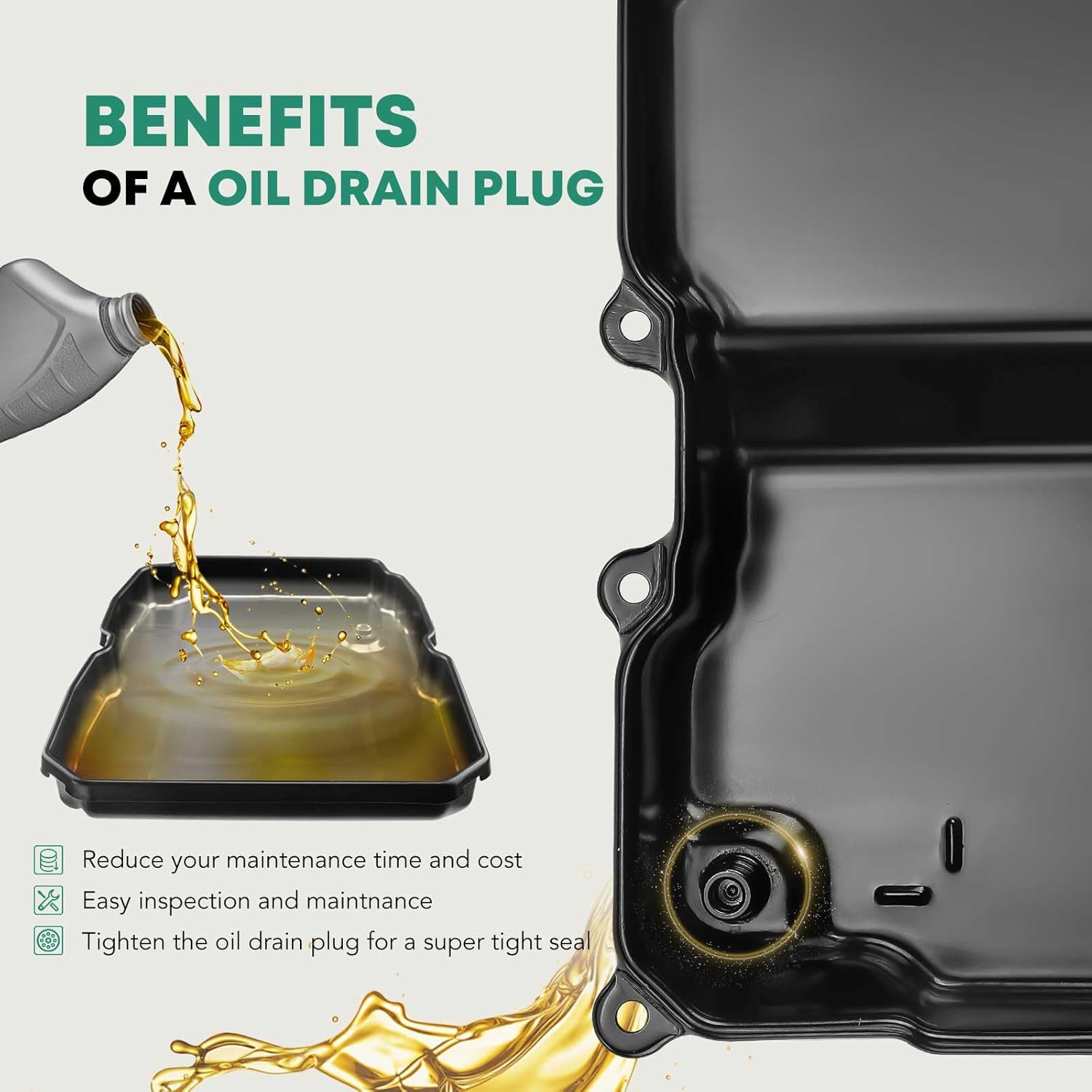 YHTAUTO Transmission Oil Pan and Drain Plug Replacement for Volkswagen Golf 2010-2018, Beetle Passat Jetta Rabbit & Audi TT