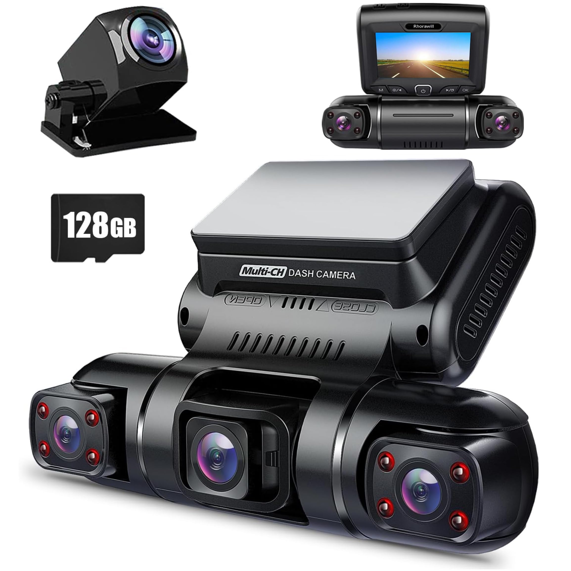 GOHHDL 4-kanaals autodashcam met 360°, 2-inch 1080p