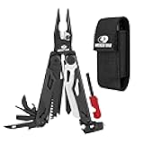 Multitool, 19-in-1 Stainless Steel Multi Tool Pliers, Survival Tools with Fire Starter, Window Breaker, Whistler, Self-locking EDC Gear with Sheath for Outdoor, Survival, Camping, Hiking