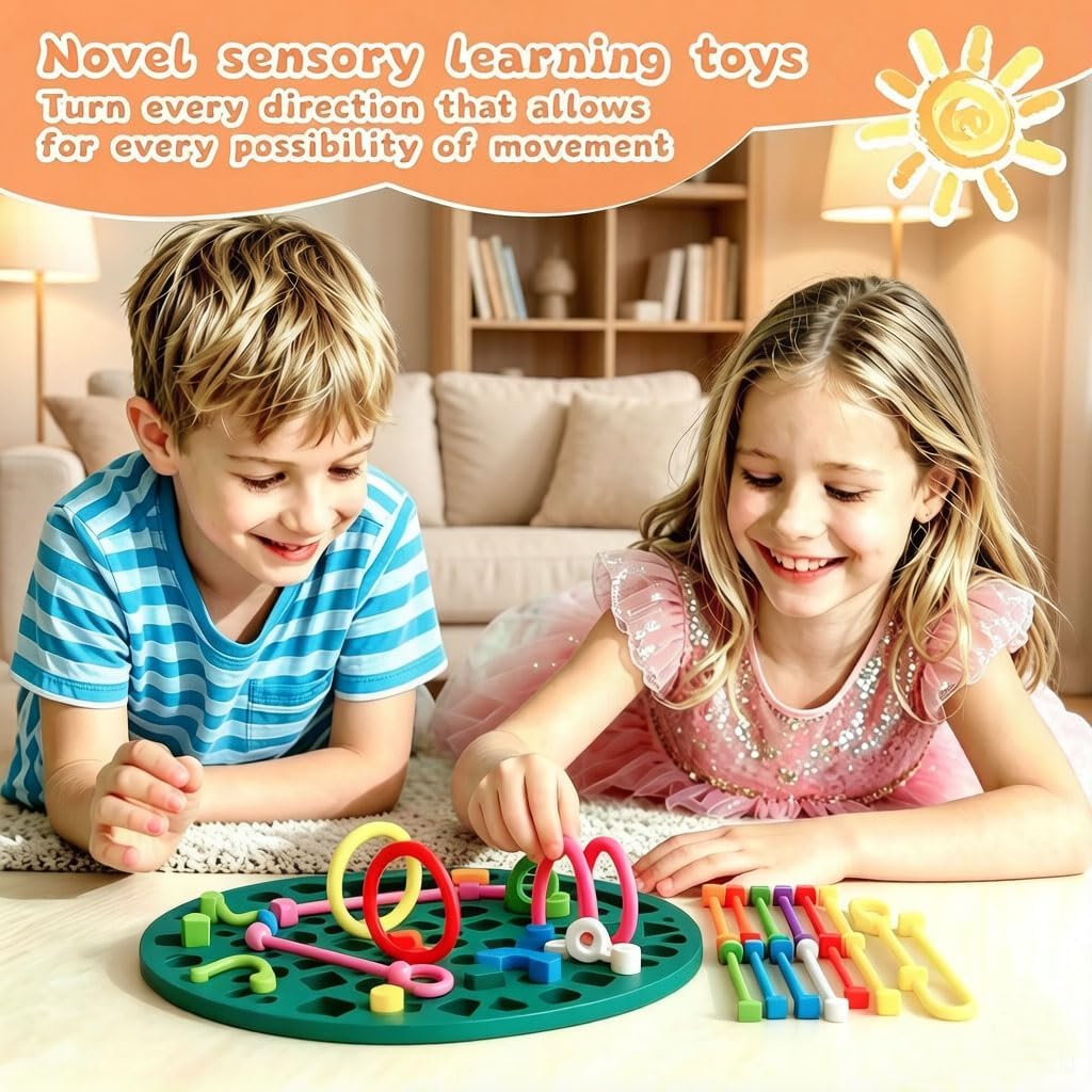 2PCS Sensory Activity Board, Sensory Board,Stress Relief Silicone Quiet Fidget Toy for Toddlers Kids Adults, ADHD Autism Sensory Toys | Includes Portable Travel Bag & 12 Strings（red+Green） image 5