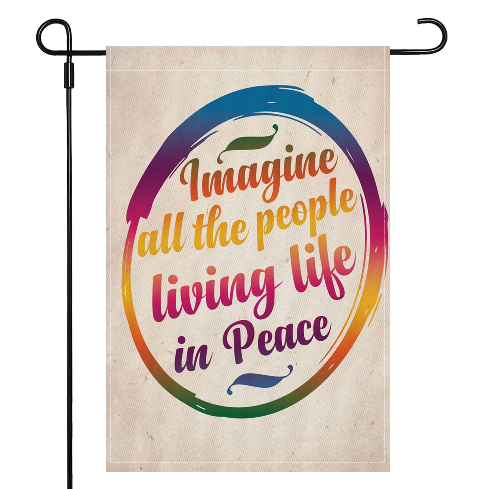Garden Flag Imagine All the People Living Life in Peace Spring Summer Autumn Flag Double Sided Polyester Vertical Small Garden Yard Flags Outside