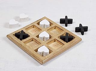 S.B Arts Wooden Tic Tac Toe Game for Kids, Classic Wooden Coffee Table Decor, Noughts & Crosses Games, Classic Board Game Home Decor for Living Room Decor, Strategy Board Games, Black & White