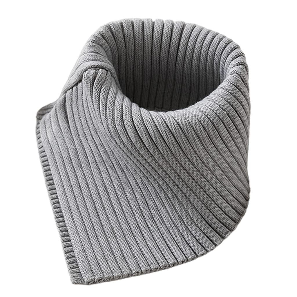 Terncoew Unisex Gray Women Winter Ribbed Knit Turtleneck Fake Collar Solid Color Detachable Triangular Scarf Shawl Wrap Windproof Neck Warmer Turtleneck Collar Men