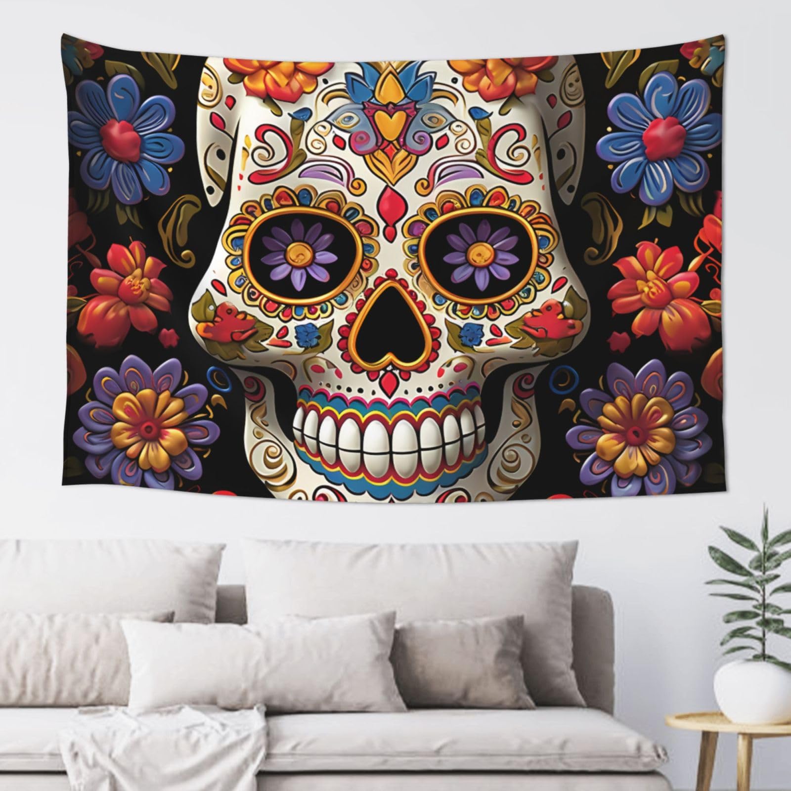 FodPand Sugar Skulls Tapestry for Bedroom Aesthetic, Wall Hanging Tapestries Art Decor Backdrop Wall Tapestry for Dorm Living Room Funny Poster Party Banner Background 40" X 60"