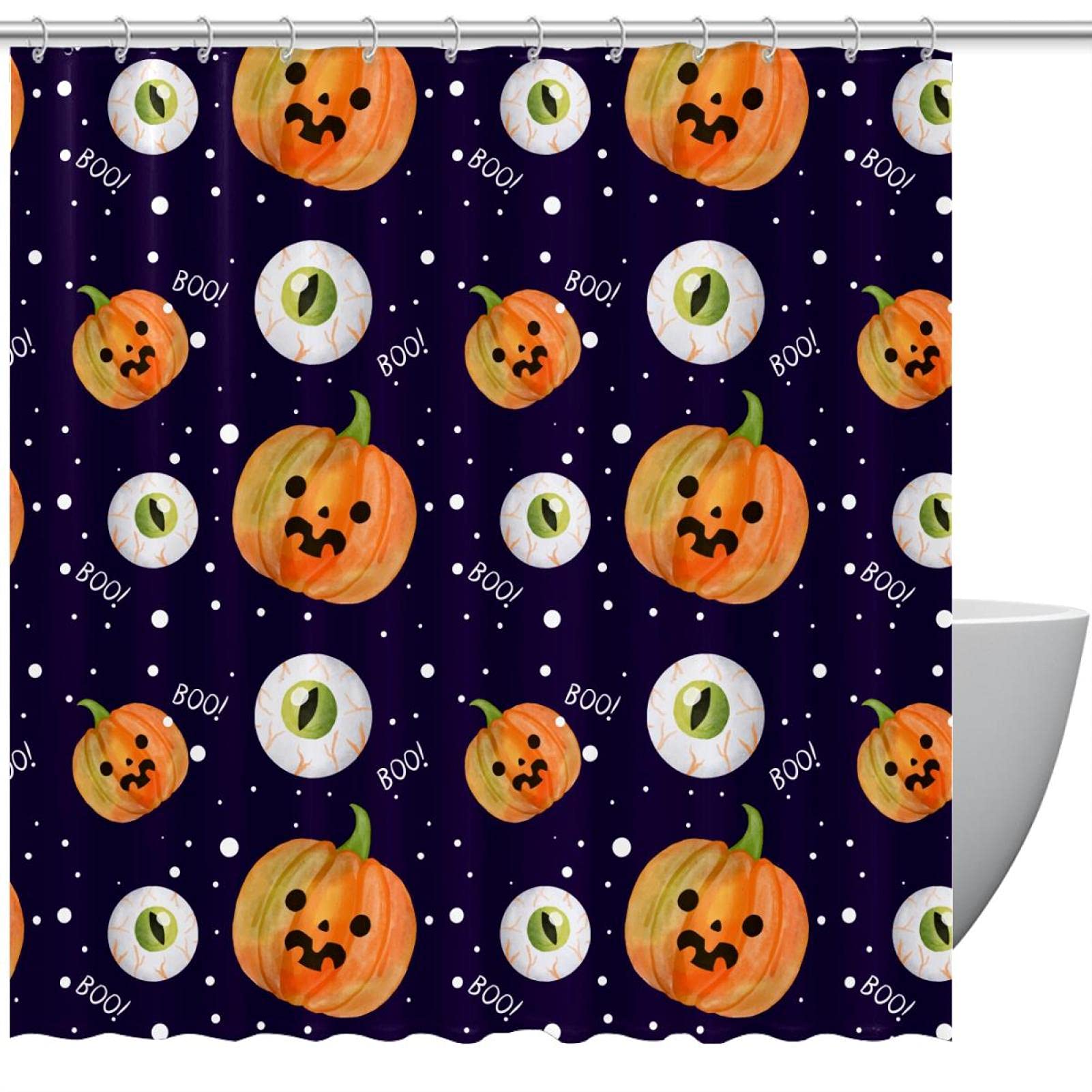 Rideau de douche Halloween imperméable citrouille : fini les projections d'eau