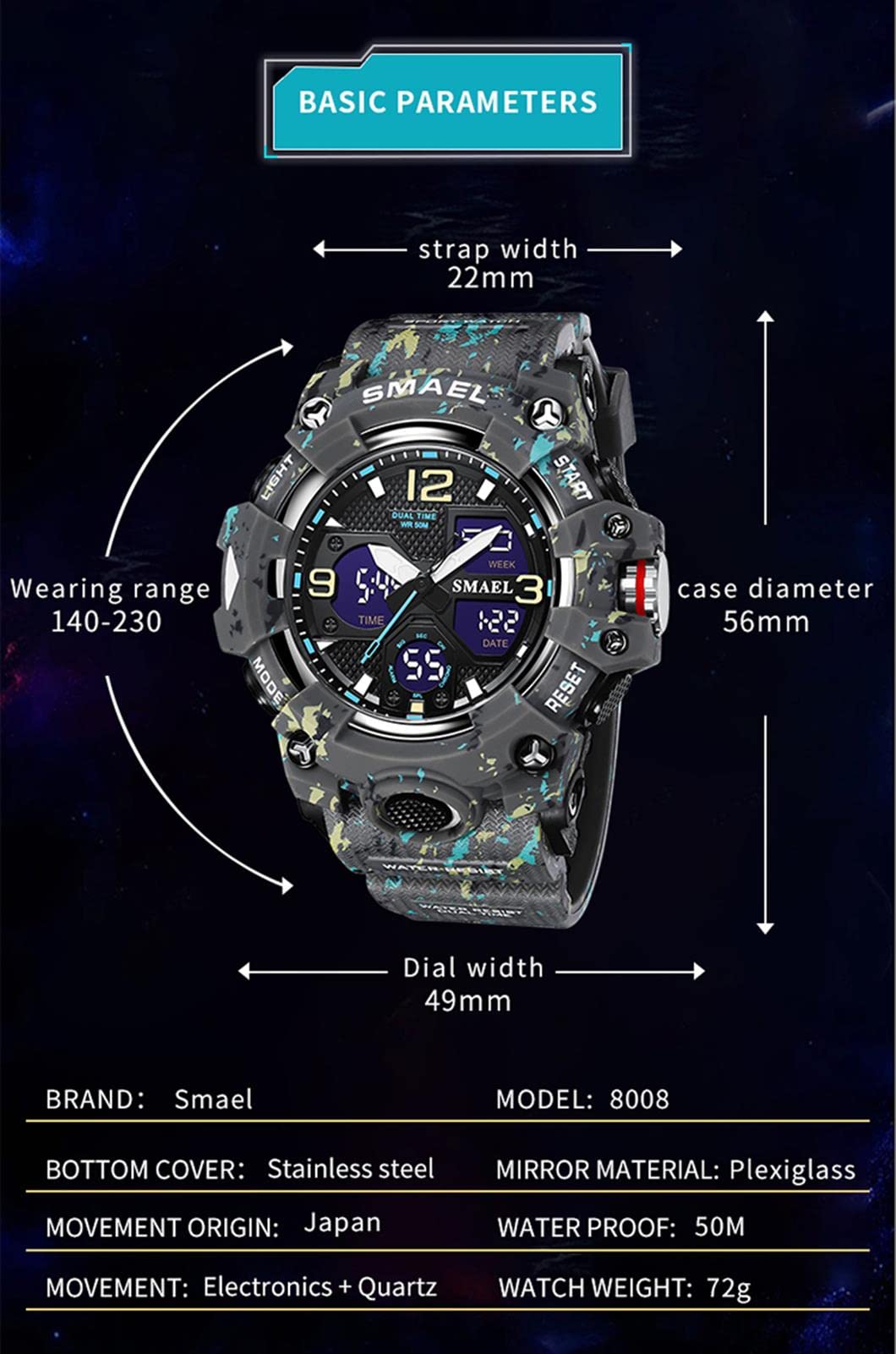 Montre Numerique Homme Etanche Waterproof Digital Militaire Montres avec LED Lumière Alarme Et Calendrier Date Course À Pied Homme Montre Bracelet
