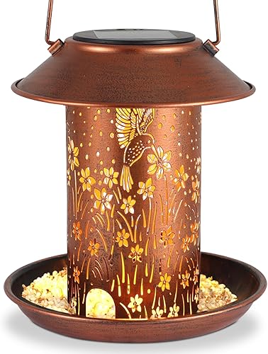Miniatura 8 de Comederos de pájaros para exteriores, linternas solares de colibrí, impermeables, colgantes, decoración de jardín, cumpleaños para mujeres, mamá,