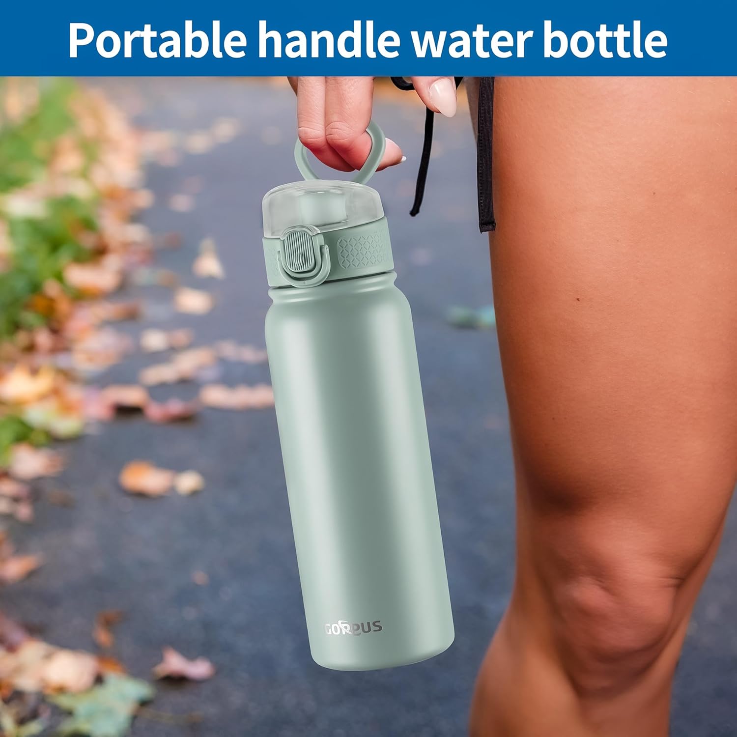 GOPPUS Insulated Water Bottle 20oz Stainless Steel BPA-Free Sports Bottle Ideal for School and Travel Silicone Spout Lid Prevents Leaks, Sweat, and Dust (light green) - Image 2