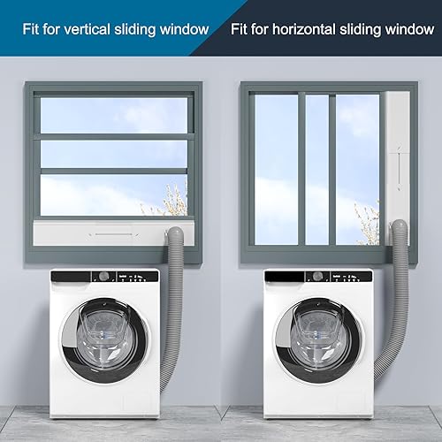 Miniatura 5 de Kit de Ventana para Ventilación de Secadora, Kit de Conducto de Ventana con Manguera, Paneles de Sellado de Ventilación de Secadora Ajustables que