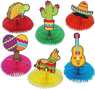 JW Passion - Premium Quality, Made With Passion Mexican Table Centerpiece Decorations Fiesta Taco Bar Party Decor 6 pcs Co...