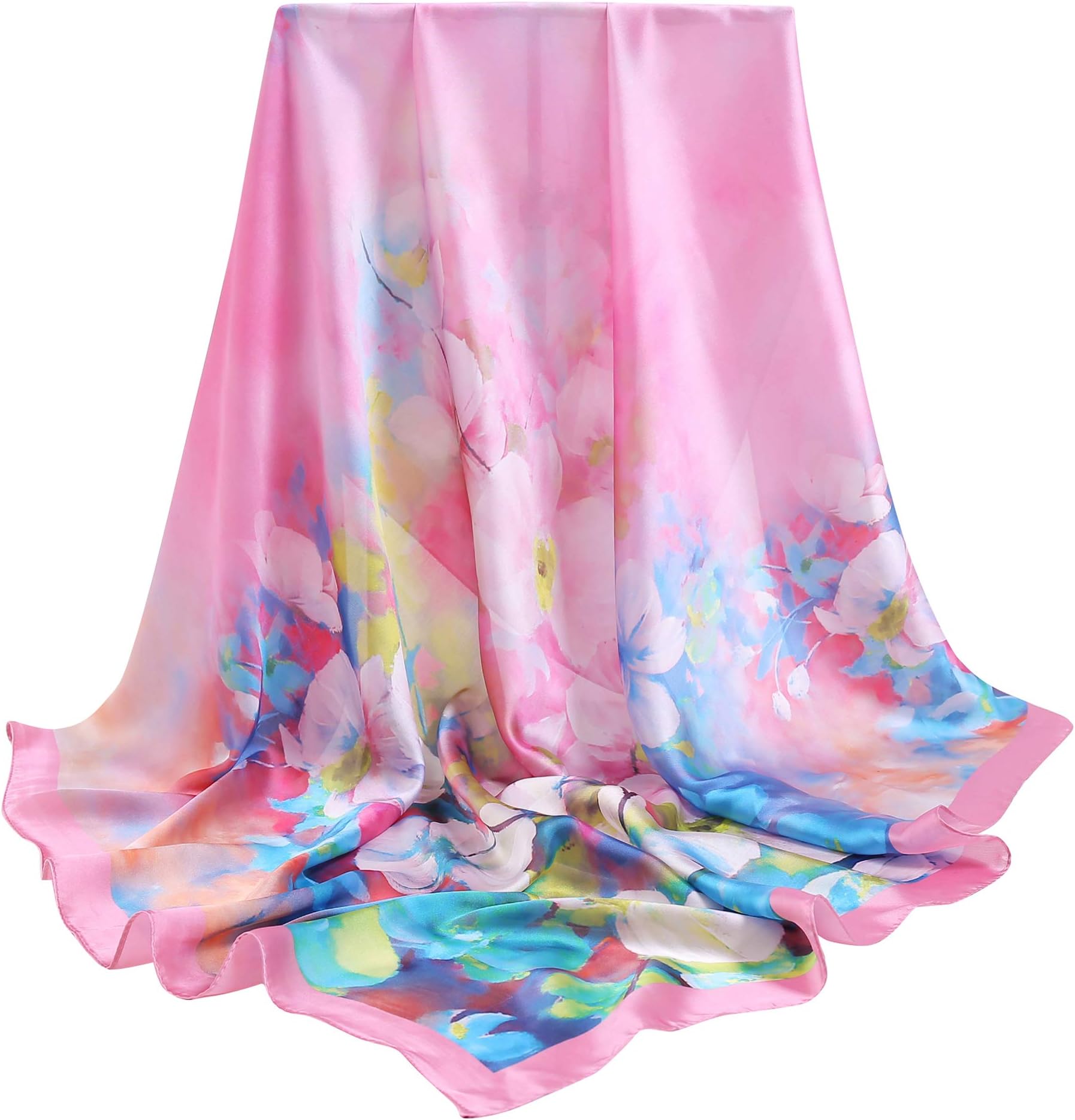 35”x 35” 100% Mulberry Silk Scarf, vimate Gift Box Packed Silk Head Scarf for Women
