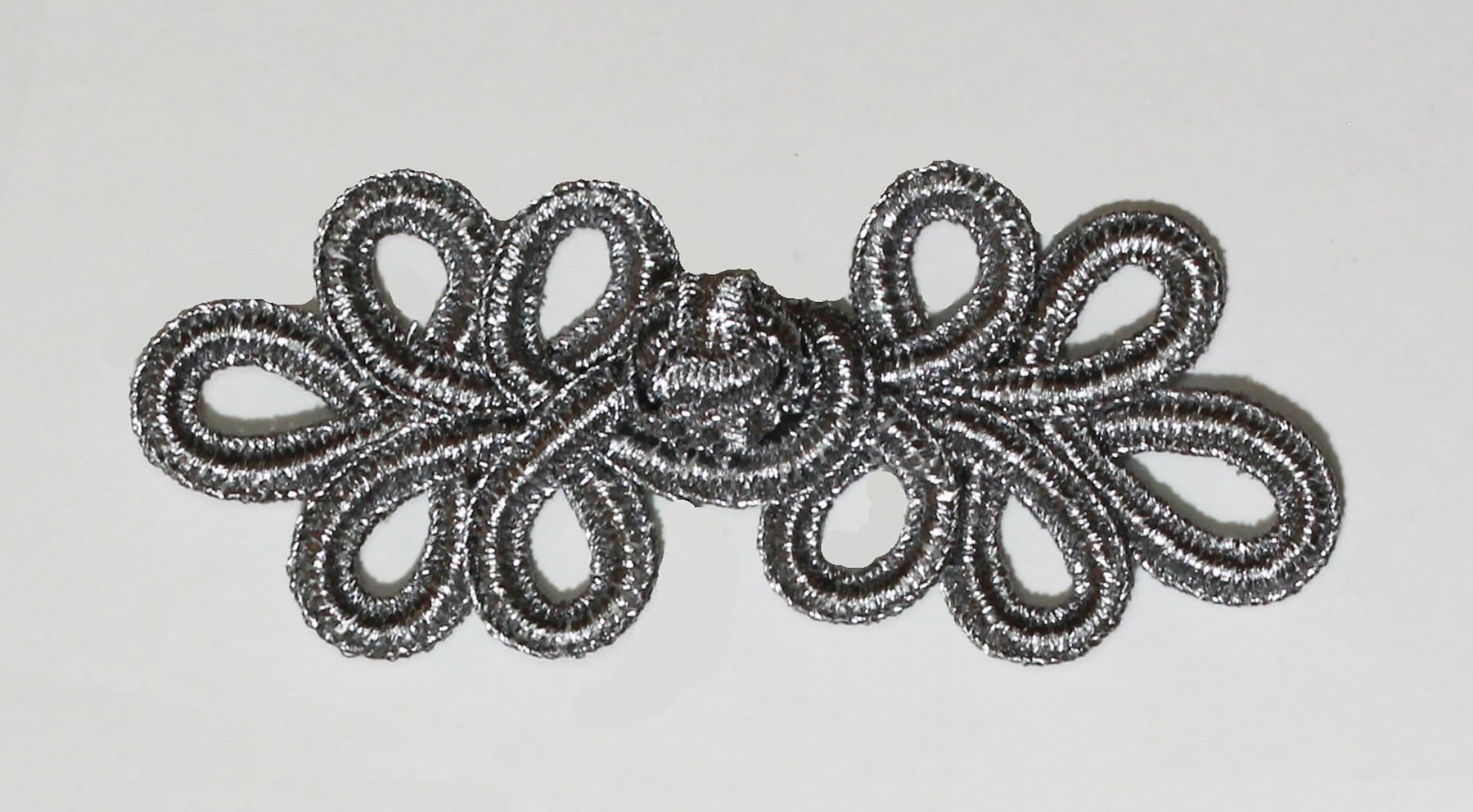 5 Sets/Pairs Hnad Stitches Frog Fasteners Chinese Buttons Knots Size 9 cm x 3.5 cm #S6 (Metallic Silver)
