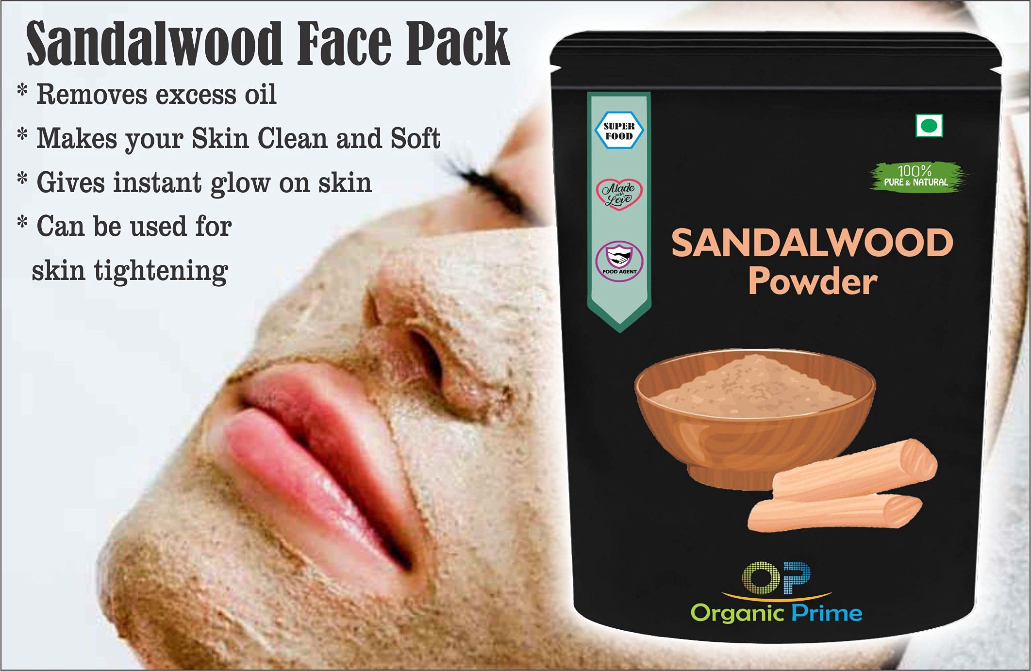 Organic Prime Sandalwood Powder for Face Masks, Facials and Skin Care - 500 GM By Organic Prime 2