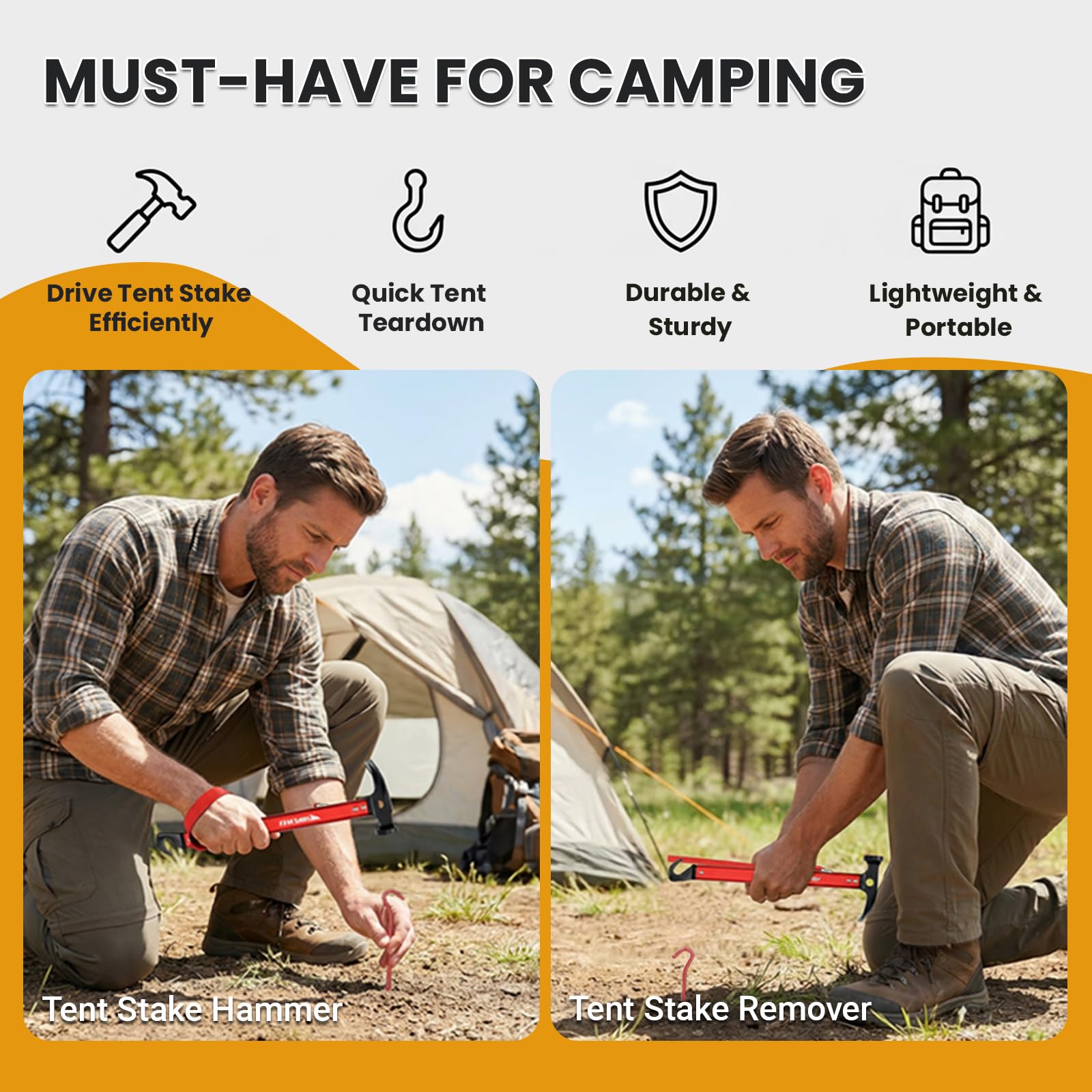 Leichte Outdoor Camping Hammer Aluminium Zelt Hammer mit Zeltpflock Entferner, 370 g