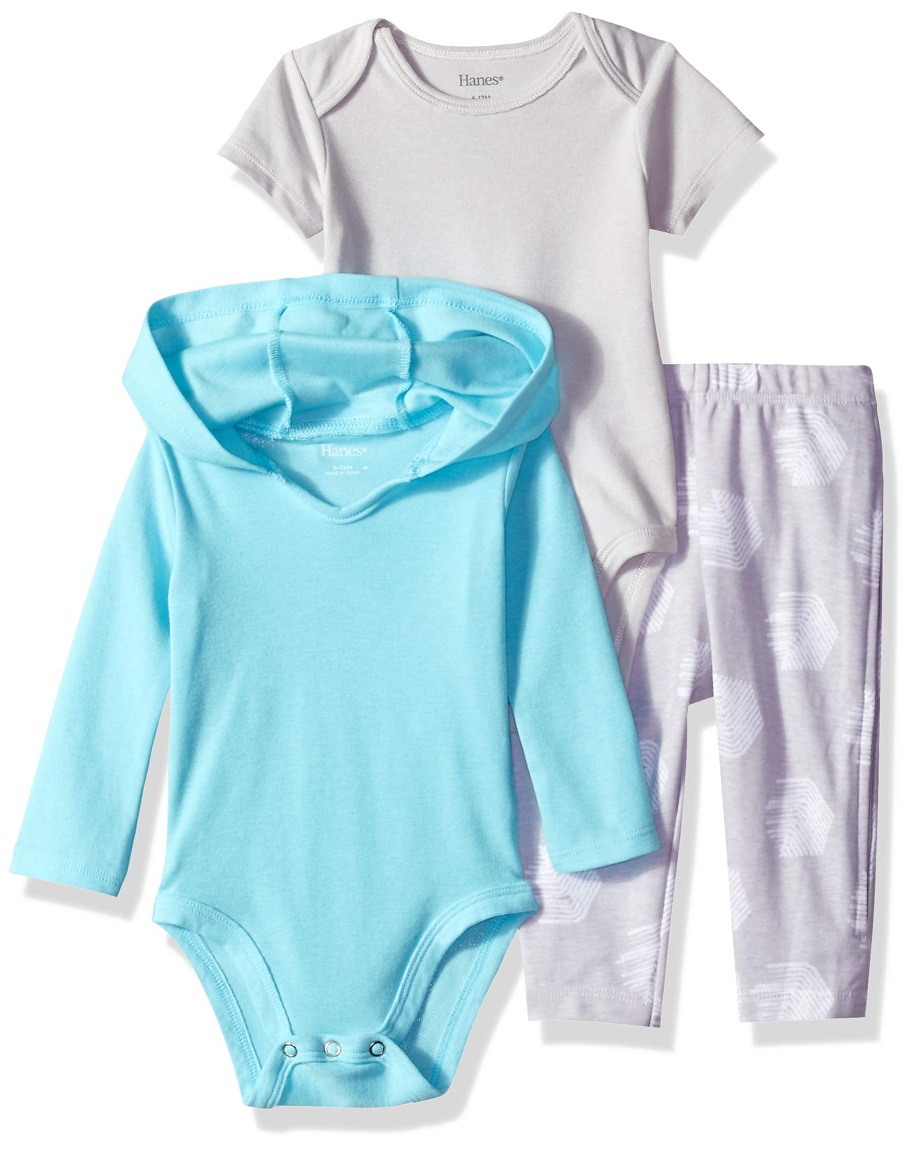 Hanes Zippin Pants, Short Sleeve Bodysuit And Hoodie Bodysuit Set Set para bebé Unisex bebé