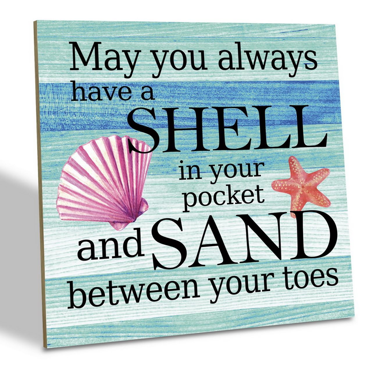 Viewkedt Wooden Sign May You Always Have a Shell in Your Pocket and Sand between Your Toes Rustic Beach Sign 8x8 inch