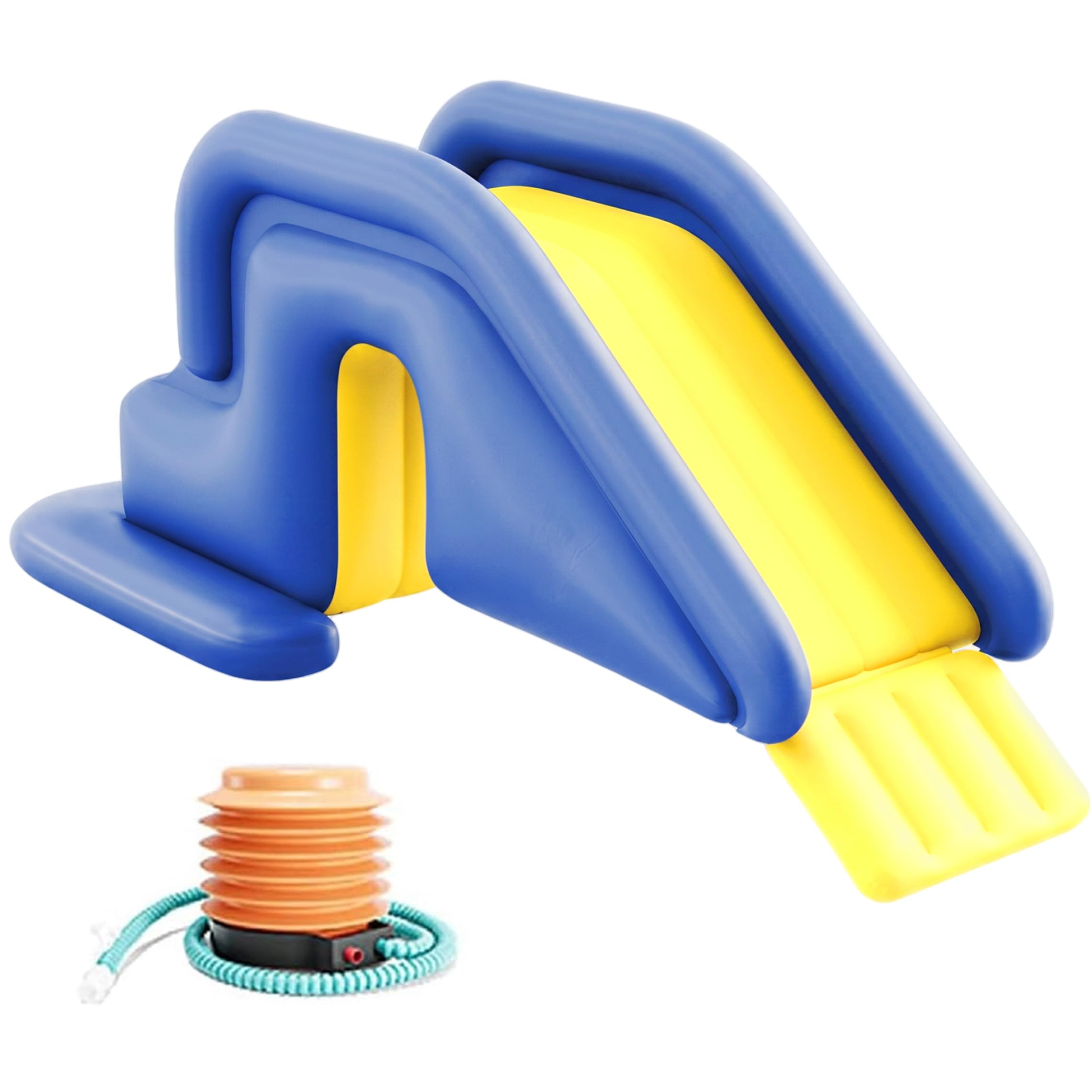 Poolrutschen für oberirdische Pools, aufblasbare Wasserrutsche aus PVC mit Fußpumpe – tragbare Poolrutsche mit Kippschutz für eingelassene und oberirdische Pools, blau