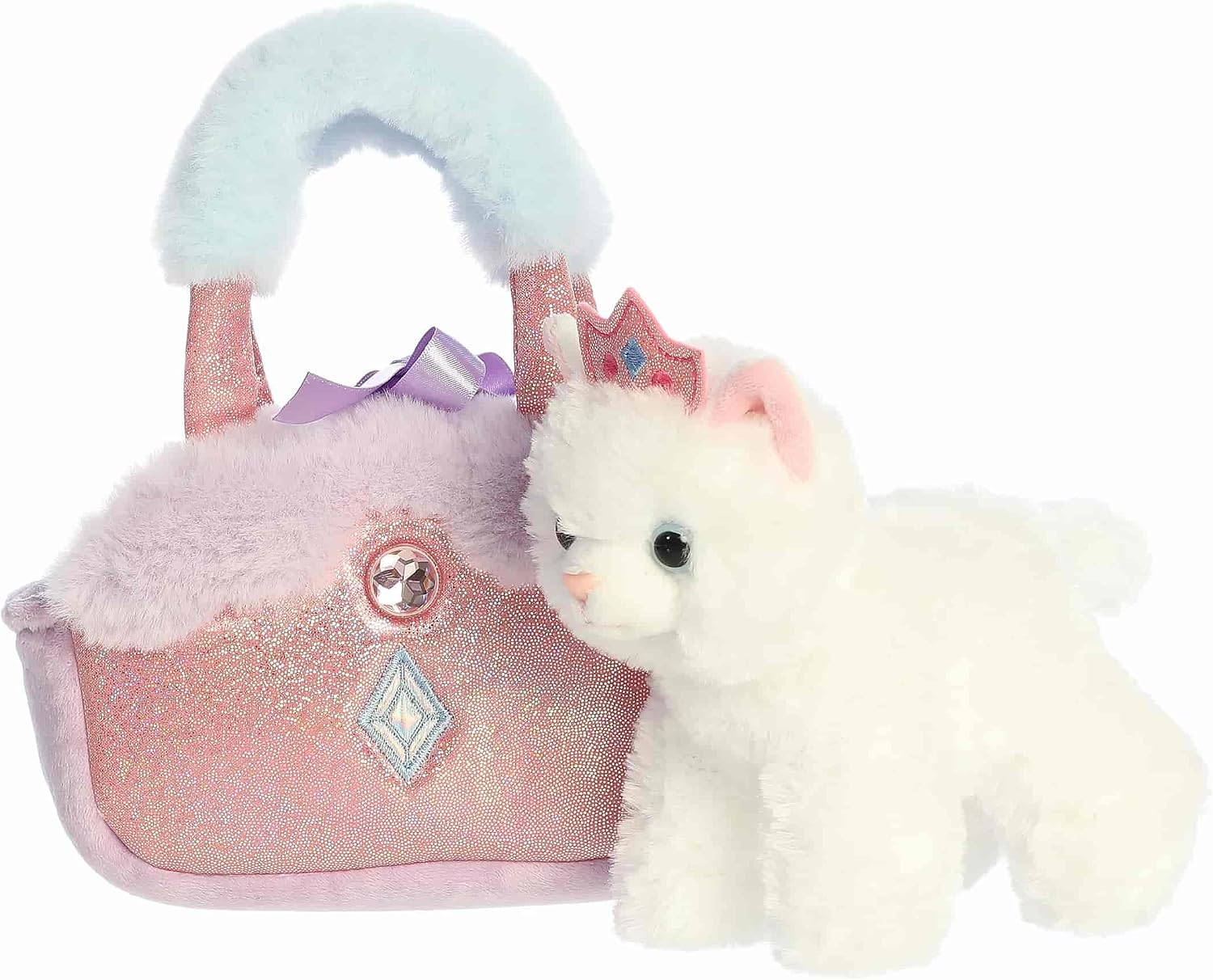 Aurora® Fashionable Fancy Pals™ Princess Kitty™ Stuffed Animal - Mini Plush with Stylish Purse for Dress Up Fun - Perfect for Kids 3+ Years, Costumes, and Birthdays - Crown 8 Inches