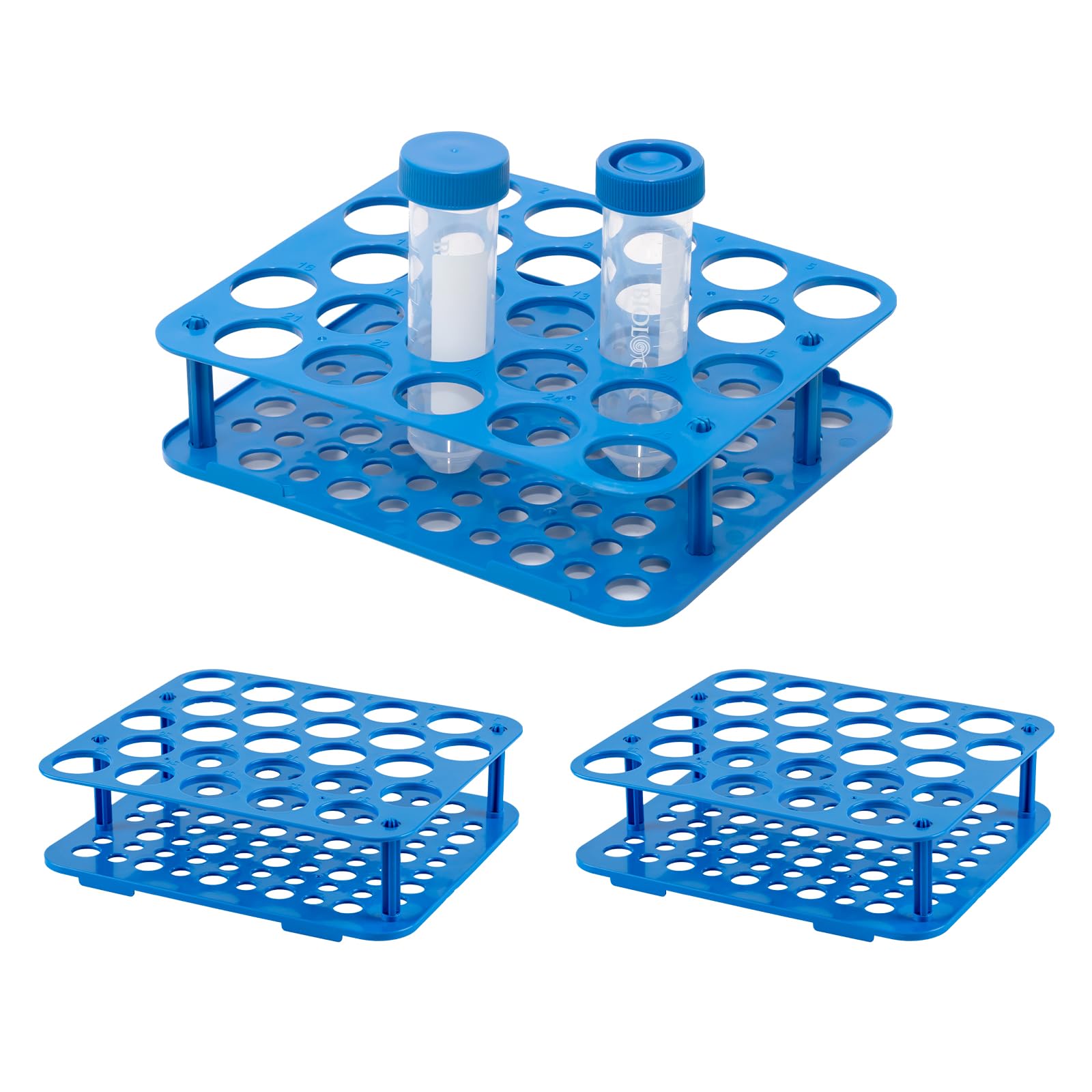 3 pezzi 25 fontane per provette centrifughe rack per vasi, 50 ml, per laboratorio, in plastica, supporto per provette (25 fontane)