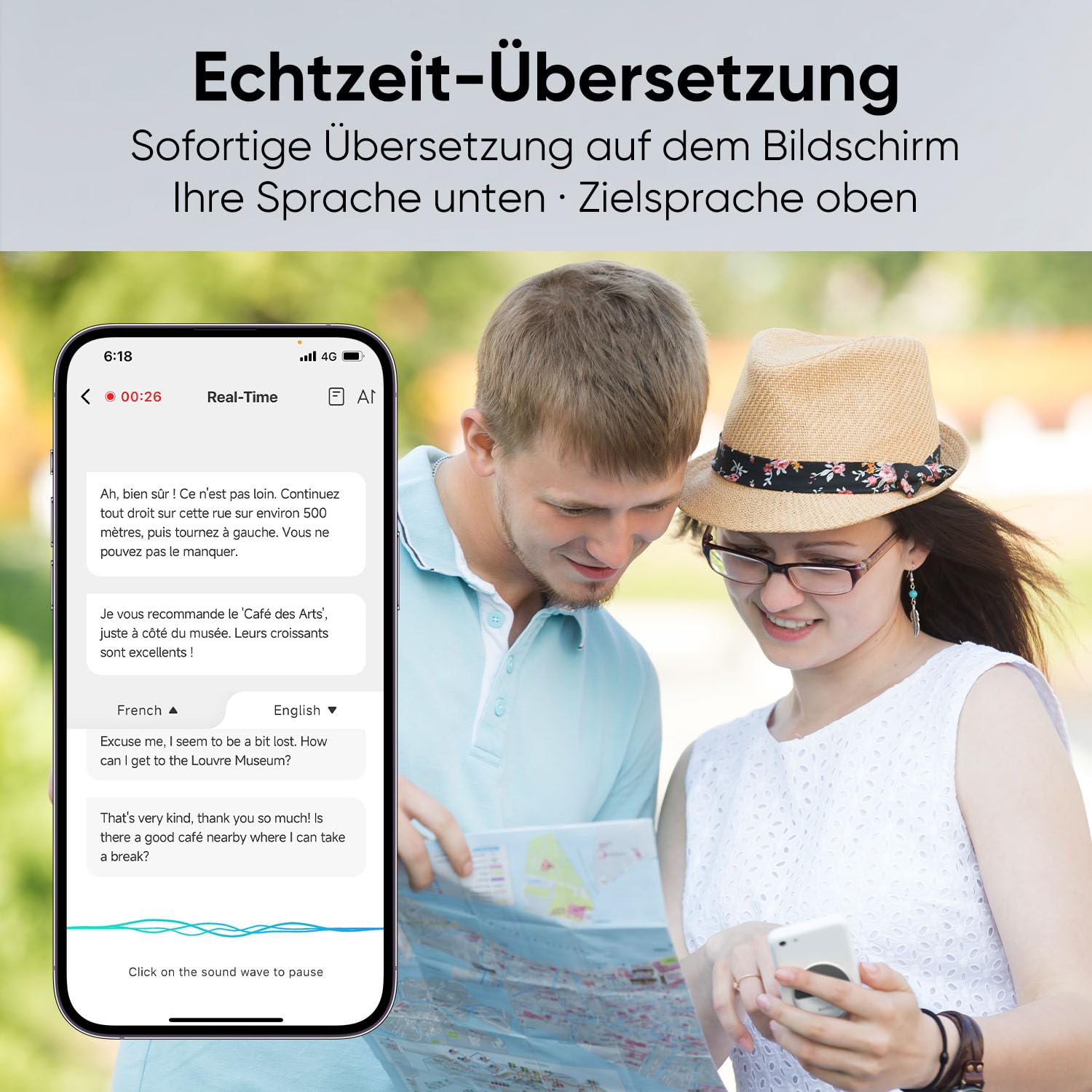 KI Übersetzer, Übersetzungsgerät für 140+ Sprachen, GPT Echtzeitübersetzung, Sprachübersetzer mit Sprachklonung, Anrufe & Video, KI Sitzungsprotokolle, Fotübersetzung, Schwarz