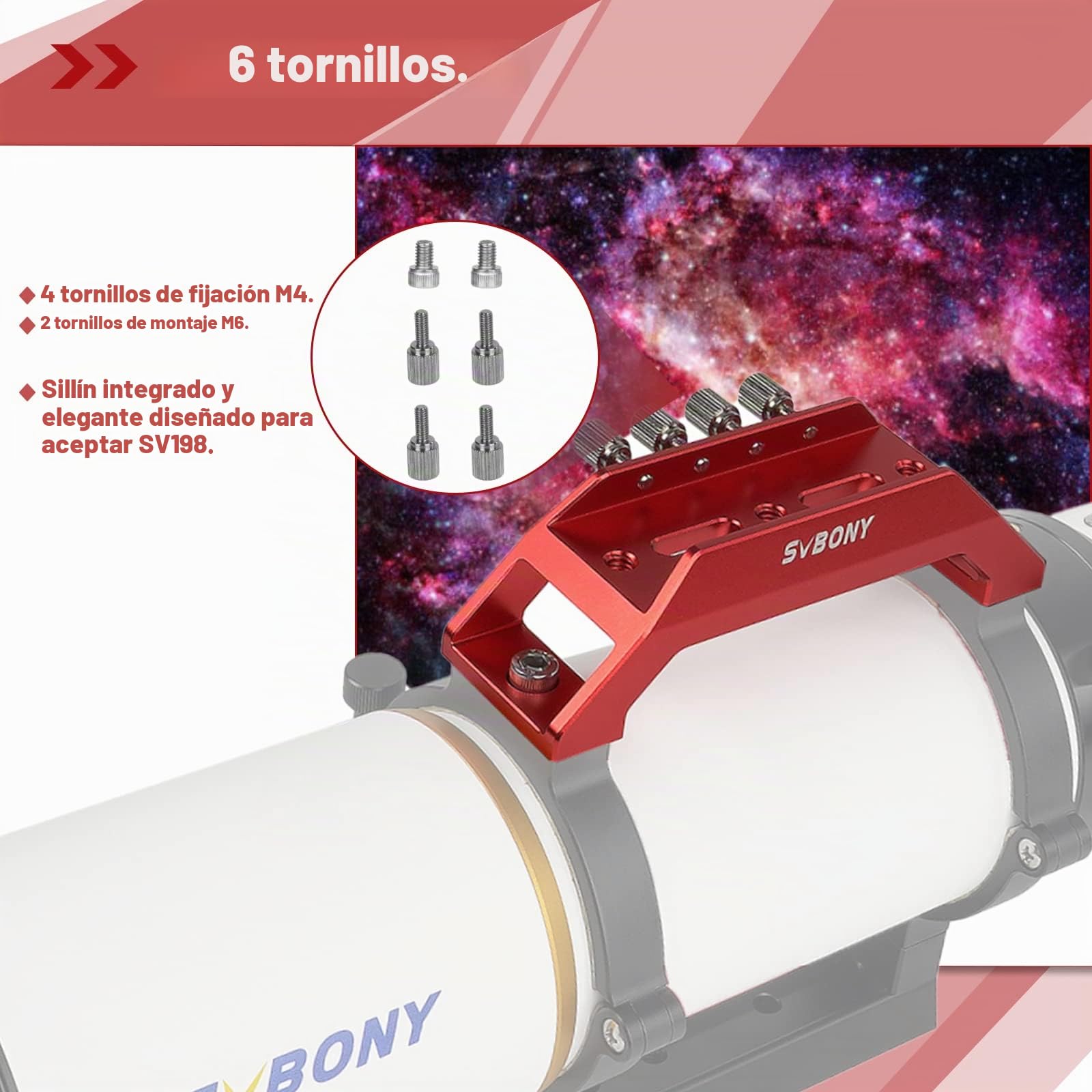 Svbony SV211 Base de Cola de Milano, Barra de Mango Telescopio 135mm, Asa de Transporte Refractor de Metal, Soporte de Montaje para Instalación del Telescopio Guía Buscador