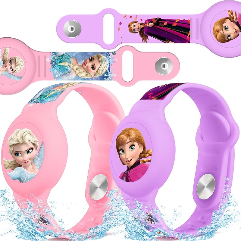 Pulseira de silicone para Apple AirTag infantil com cobertura completa, ajuste regulável, rosa e roxa, ZHOC, kit com 2