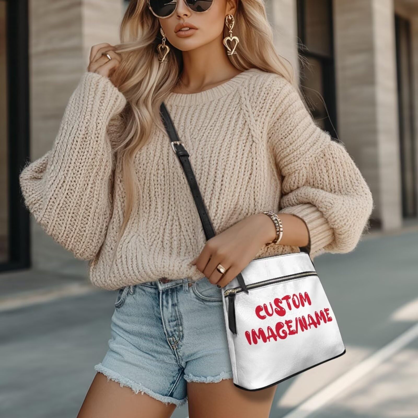 Borsa a tracolla da donna con tasche multiple