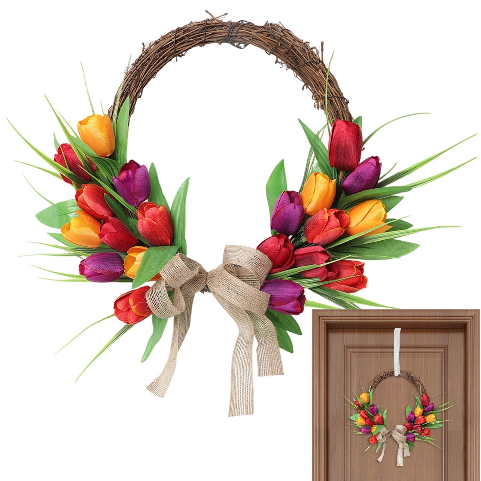 Guirnalda de flores para puerta de entrada para dar una bienvenida primaveral en el hogar