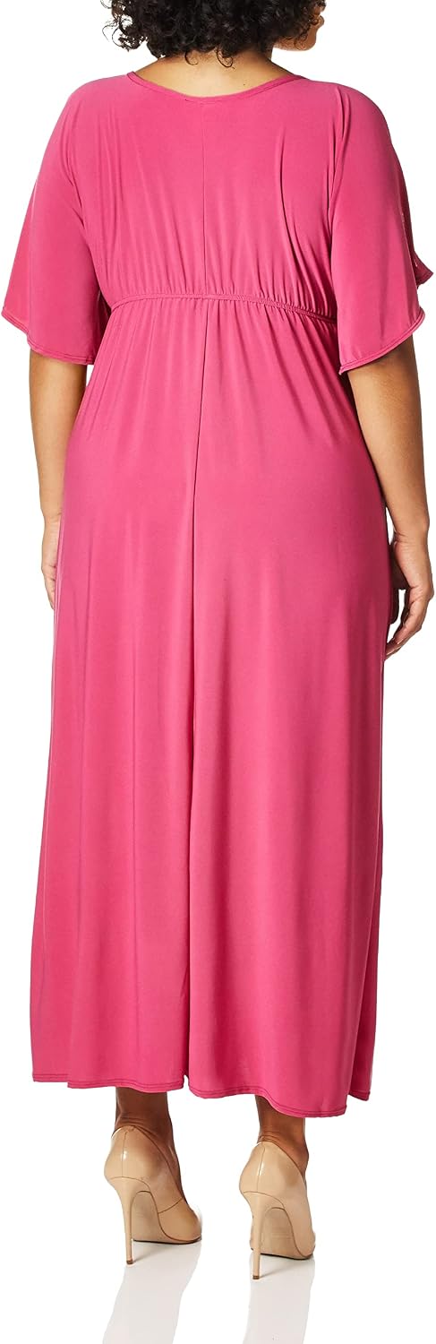 Star Vixen Women's Plus-Size Slit Flutter Sleeve with Empire Drawstring Waist