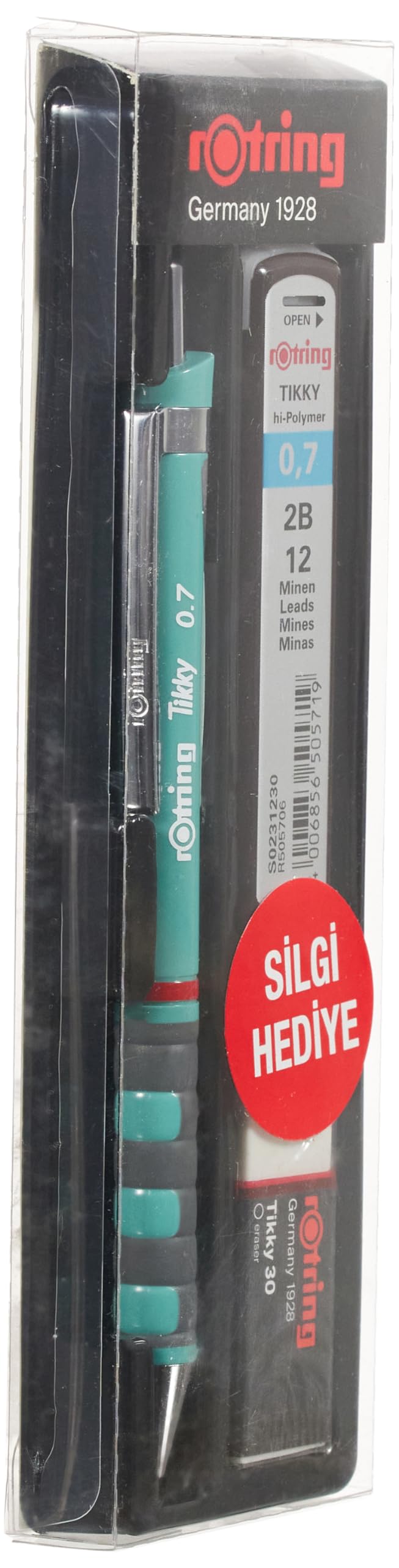 Rotring Tikky - Juego de portaminas (0,7 mm, goma de borrar y punta), color azul marino