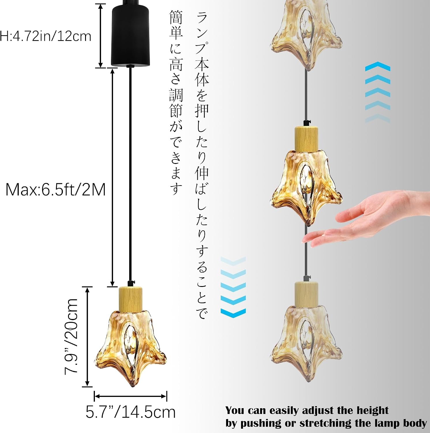 Adjustable Height Halo Track Lighting Pendants, 6.5 ft Cord, H-Type Dimmable Vintage Natural Wood E26 Socket Chandeliers Coffee Glass Marble Lamp Shade for Kitchen Island Vaulted Ceiling