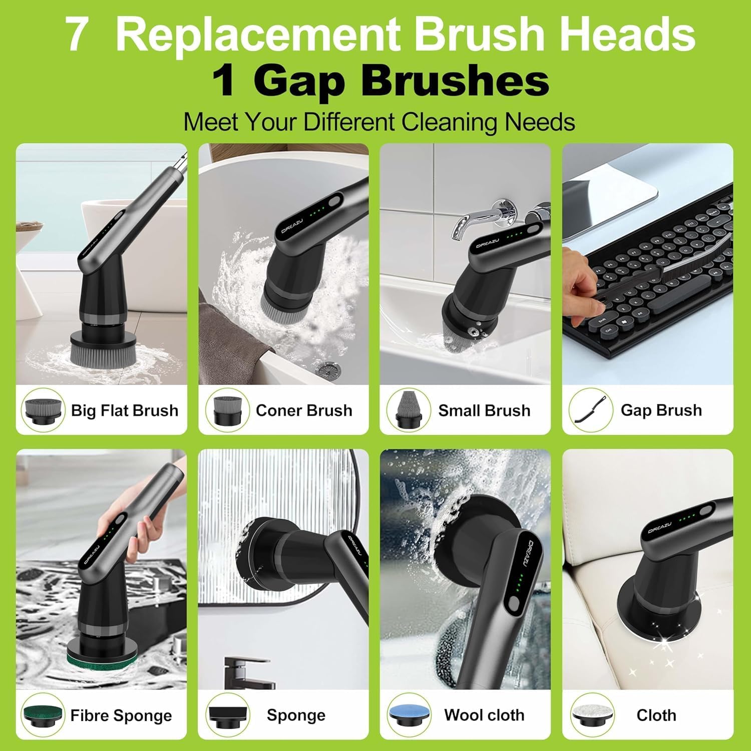 Dreazu Pro Electric Spin Scrubber, 10-in-1 Cleaning Brush with Retractable Handle, 44 lbs High Torque Variable Speed Shower Scrubber for Bathroom, Kitchen, Tile Floors, Bathtub, Toilet & Car