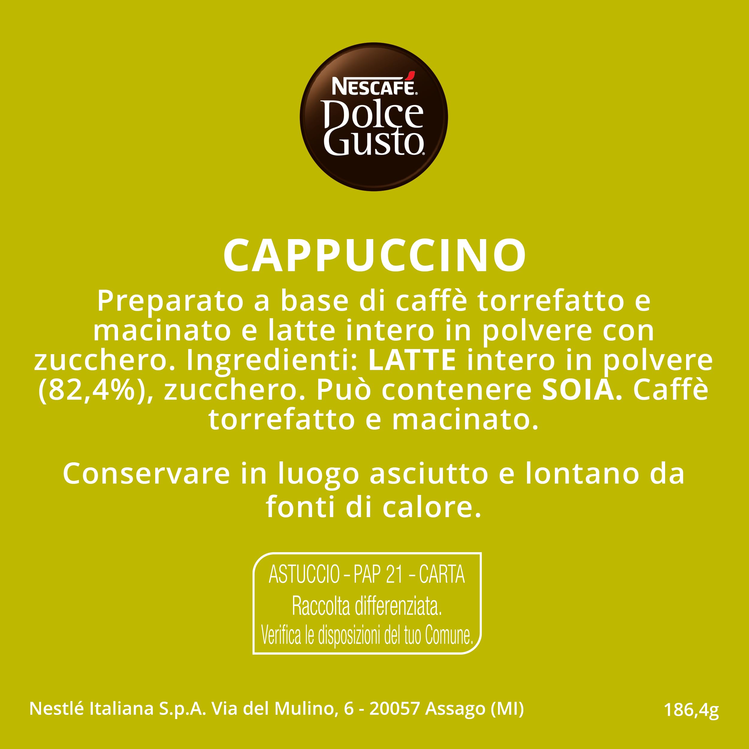 Nescafé Dolce Gusto Cappuccino - Café Gourmand - 96 Capsules (Pack de 6 boîtes x 16) (L'emballage peut varier)
