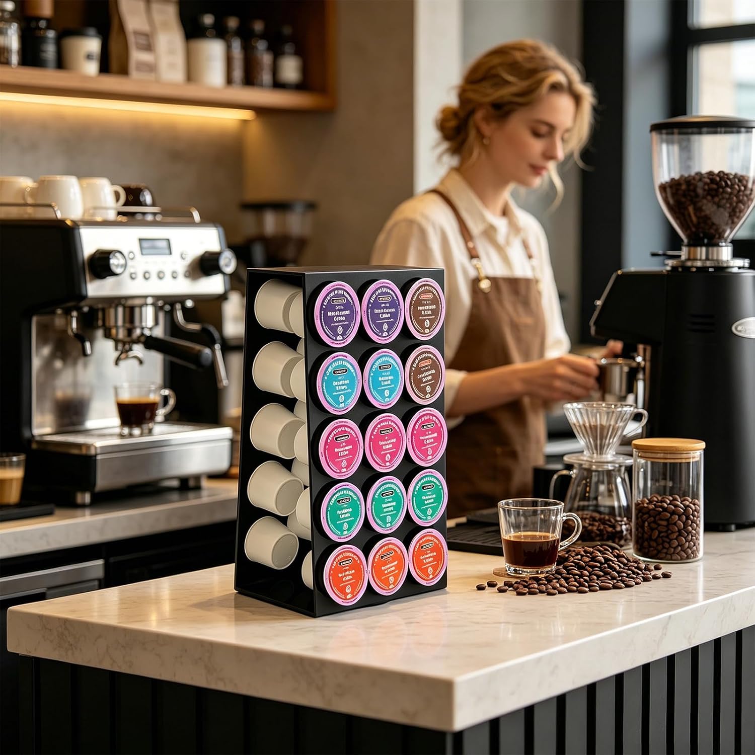 Acrylic Rotating K Cup Holder - 30 Pods Coffee Capsule Organizer