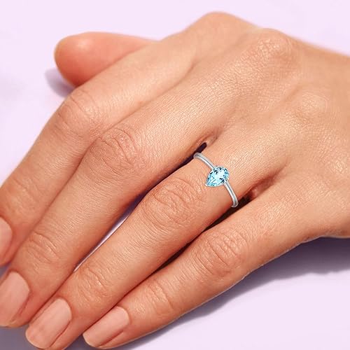 Vista 5 de TISHAVI Anillos minimalistas de plata de ley 925 con topacio azul de granate y amatista, citrino, peridoto y topacio azul para mujer Anillos