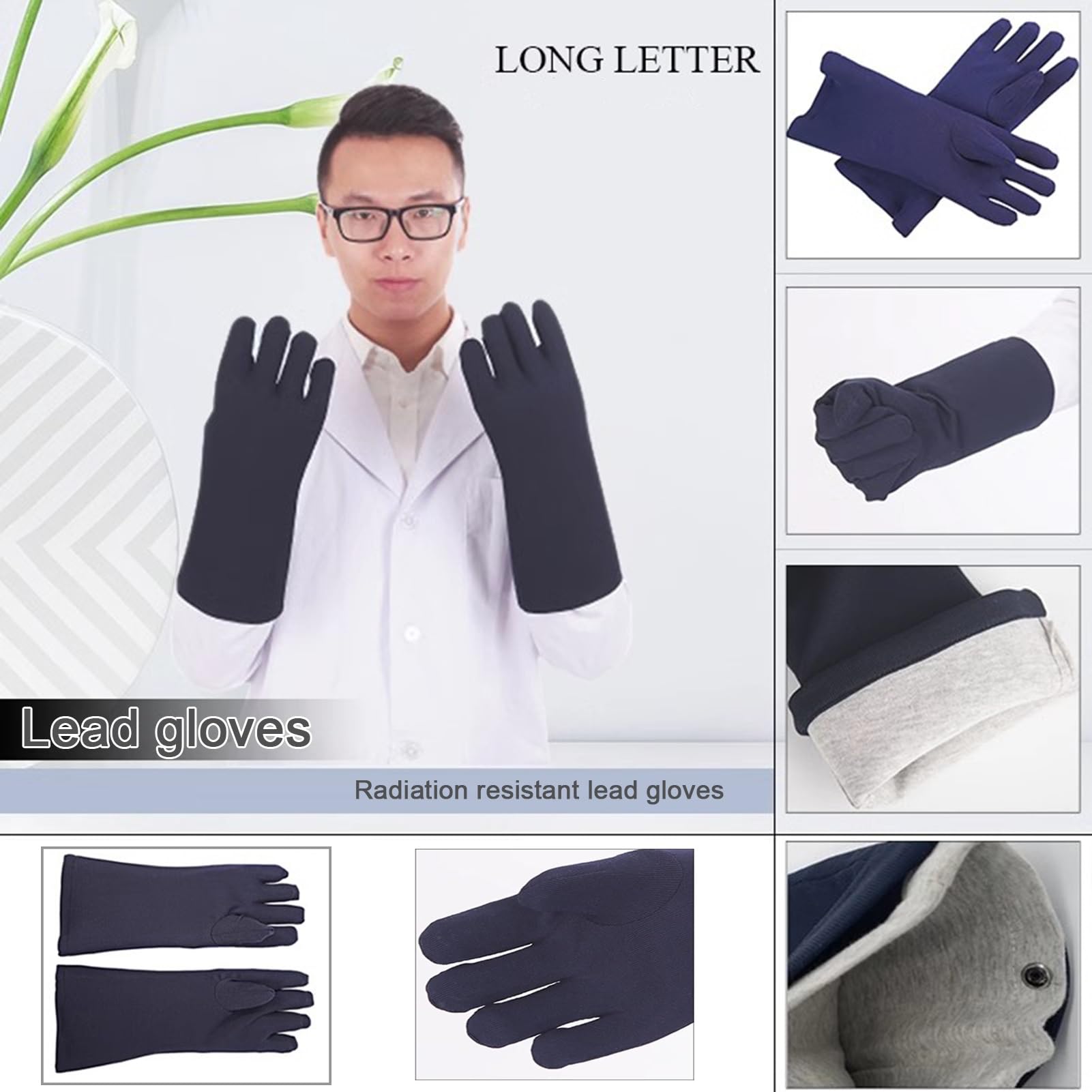 Delantal de Plomo Guantes de Plomo para Rayos X para Adultos, Guantes Resistentes a la radiación de 0,35 mmPb/0,5 mmPb, Tanto para Hombres como para Mujeres (Color : Blue, Size : 0.5mmPb)