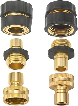 Gardeningwill Set of 6 Aluminum Garden Hose Female Male Quick Connector - Water Hoses Quik Connect Release