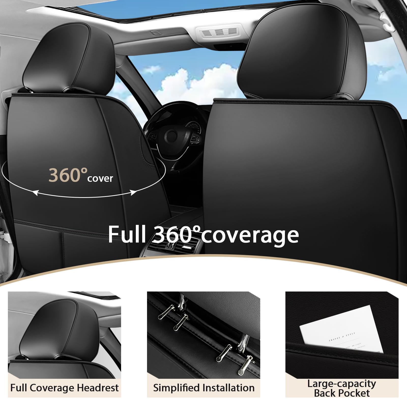 Fundas Asientos Coche Universales para Mini John Cooper Works F54 F55 F56 F57 F60, Cuero Napa Transpirable，Doble Fila 5 Plazas,Resistente A Los Arañazos(Black Red)