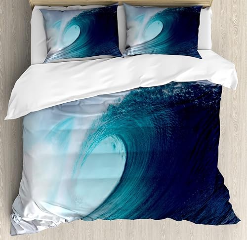 Miniatura 574 de Ambesonne Juego de funda de edredón de brújula, ilustración de mapa del mundo, marinero marítimo, equipo de vida monocromático, juego de ropa