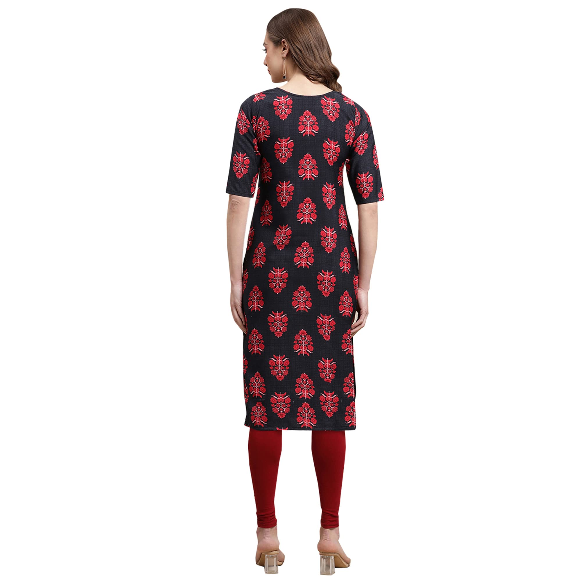 Pinkmint Women's Crepe Digital Print Straight Kurta(Pack Of 6)[Qv-380-345-365-362-353-368-L]