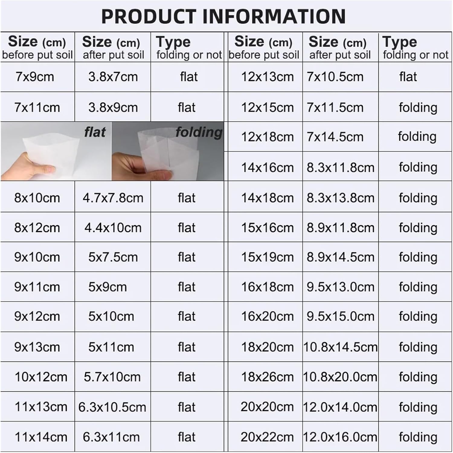 50/100PCS Plant Nursery Bags Non-Woven Fabric Seedling Pouch Grow Bag Pots Flowers Fruit Tree Seed Seedling Starting (Color : White, Size : 16x18cm (100pcs))