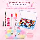 Kids Makeup Kit for Girls with Unicorn Pouch – 18 Color Eyeshadow Palette, Lipstick, Lip Gloss, Eyeliner Kajal & Hair Bands – All in One Cute Makeup Accessories Set for Kids, Teens & Beginners gallery image