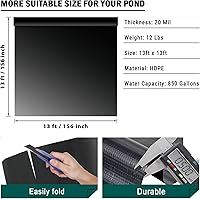 Vista 2 de Revestimiento de estanque de 13 x 13 pies con grosor de 20 mils, revestimiento de estanque de polietileno de alta densidad preformado resistente a
