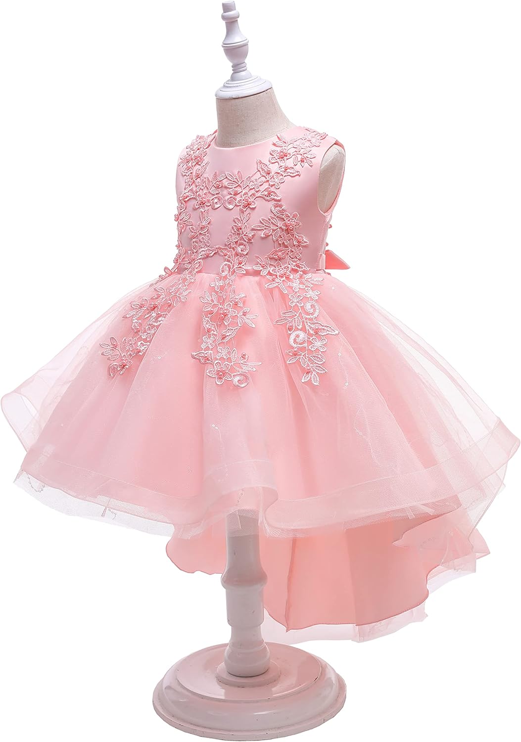 Weileenice Flower Girl Lace Bridesmaid Dress High-Low Embroidery Kids Wedding Party Birthday Tulle Dresses - Image 4