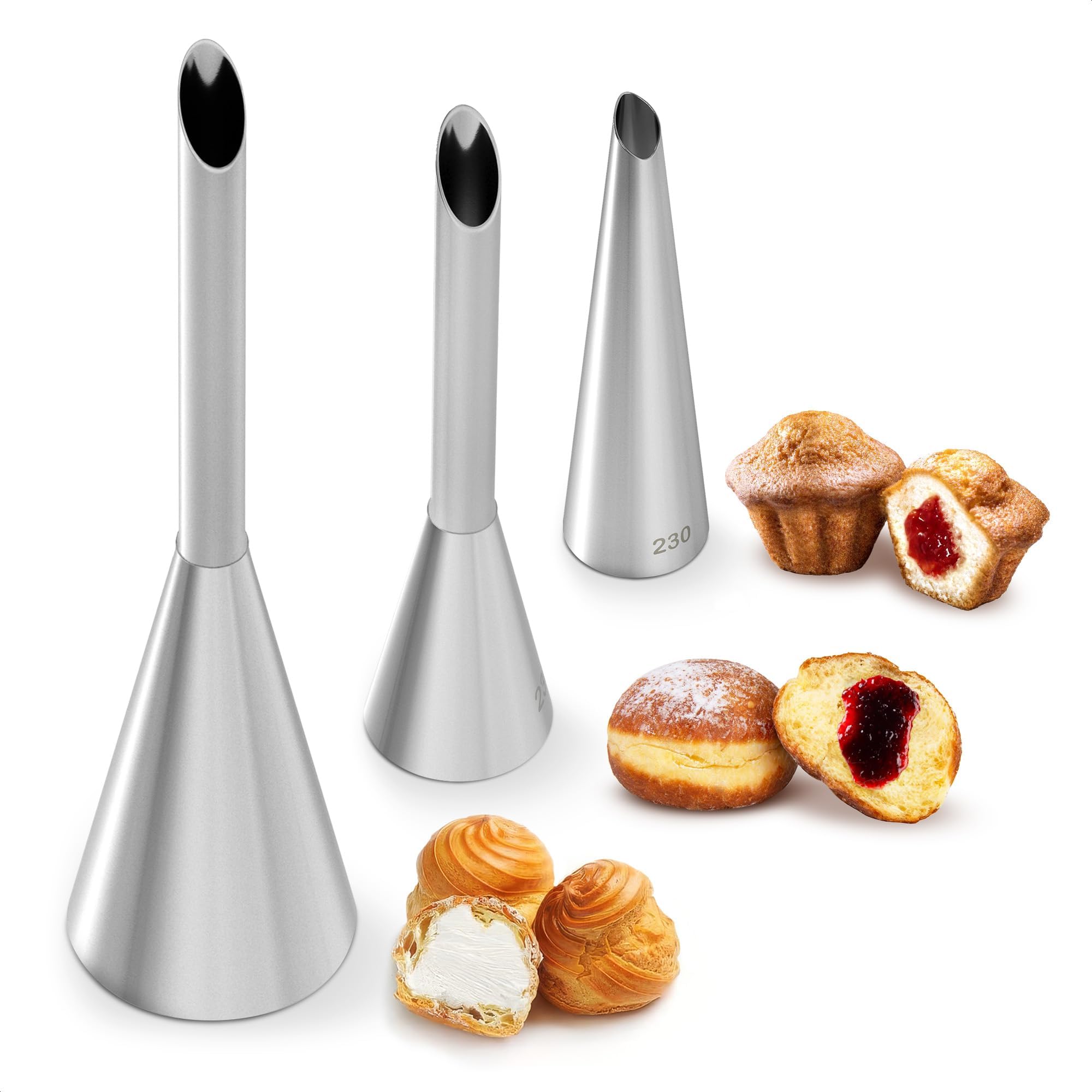Love2bake Cupcake Decorating Tip Set, Classic Stainless Steel Decorating Tips, Closed Star, Open Star, French, Round/Plain, X-Large