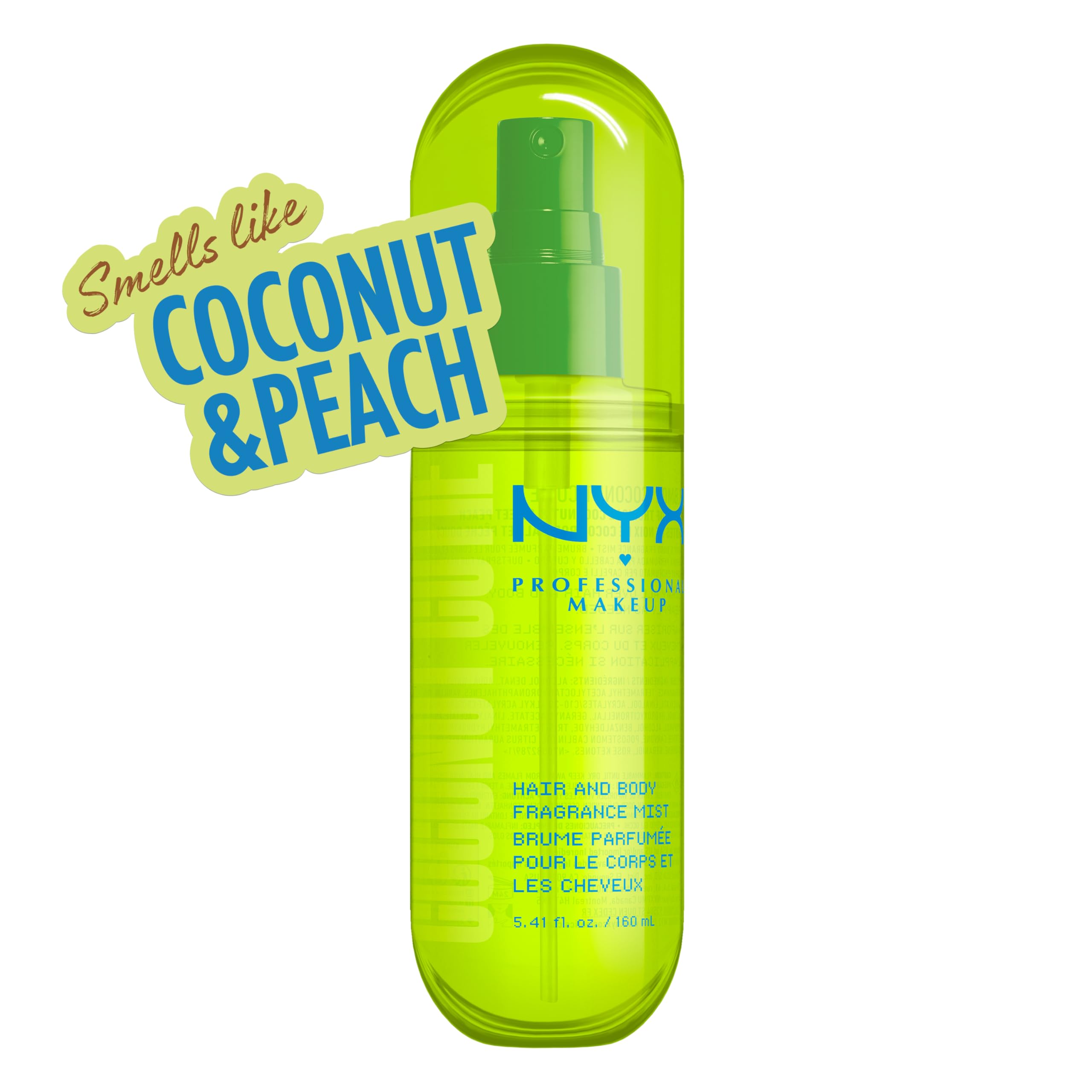 NYX Professional Makeup Fat Oil Body Mist Spray Corpo e Capelli, Fragranza Dolce, Effetto Delicato, Note di Cocco e Pesca, Coconut Cutie, 80 ml