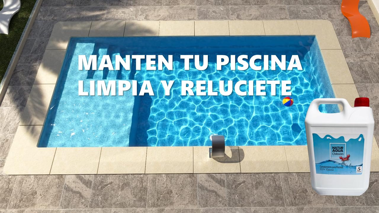 Floculant naturel piscine 5 l avec chitosan, clarifiant biodégradable, élimine la turbidité et les déchets organiques, eau cristalline sans produits chimiques, améliore la filtration