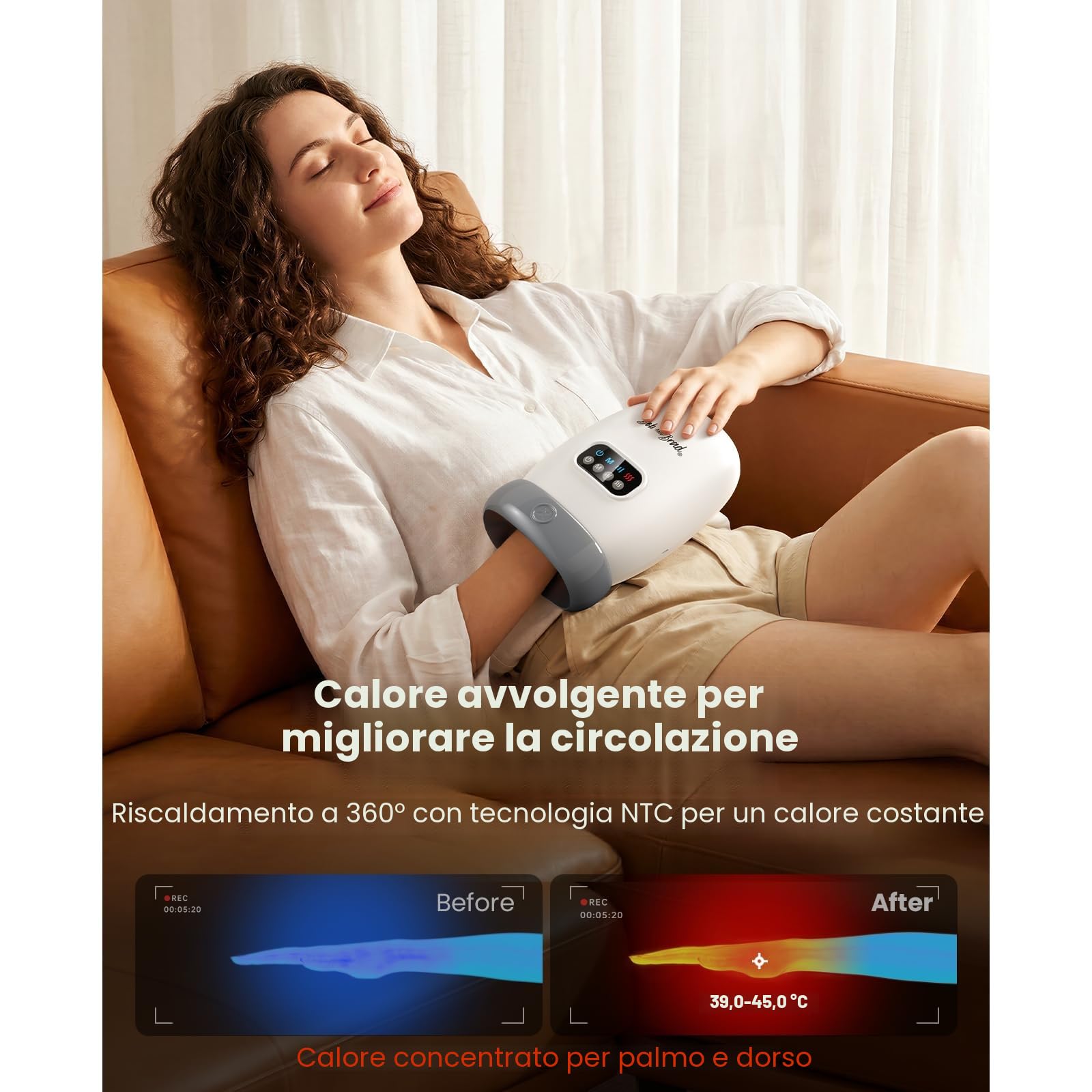 BOB AND BRAD H60 Massaggiatore Mani con Calore e Compressione, Massaggiatore Wireless per Artriti e Sindrome del Tunnel Carpale, Allevia Dolori a Polsi e Dita, per Donne Uomini Mamme